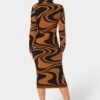 Jacquard Funnel Midi Sweater Dress