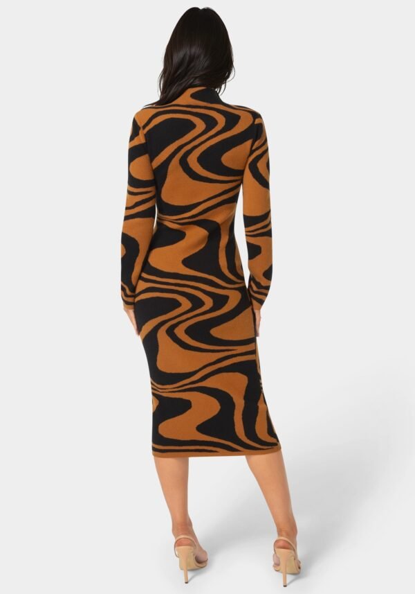Jacquard Funnel Midi Sweater Dress