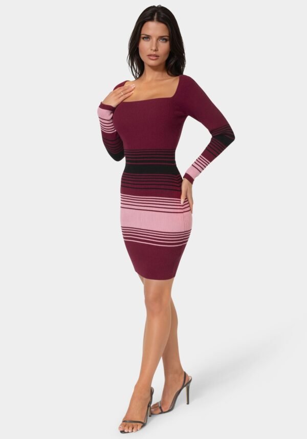 Stripe Rib Sweater Midi Dress