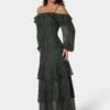 Long Sleeve Off the Shoulder Tiered Maxi Dress