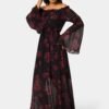 bebe2151_dark-red_2_5c199f6e-72b6-41b0-97d3-dc3a01e46d86 Off the Shoulder Bell Sleeve Maxi Dress