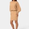 Scoop Neck Blouson Sweater Midi Dress
