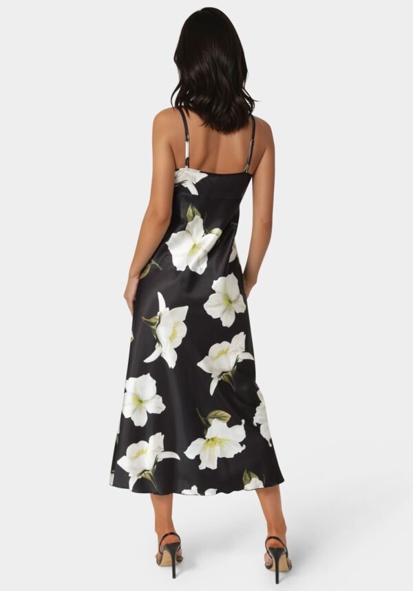 bebe2290_black-ivory_3_f7a2a835-3027-415a-b64f-c5d29e0b16c6 Printed Satin V-Neck Maxi Dress